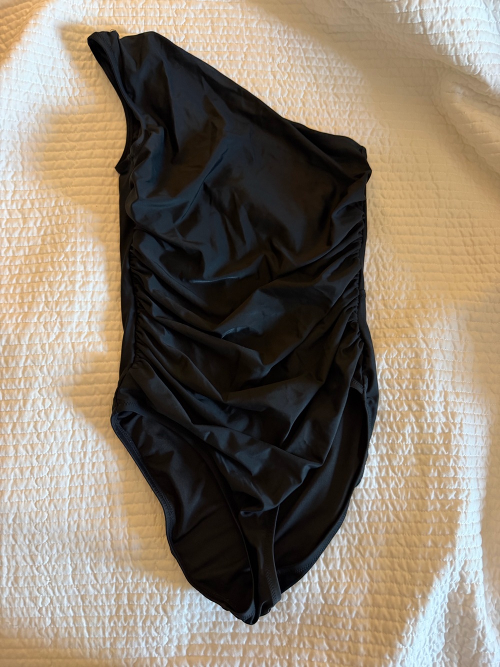 J. Crew One-Shoulder Black Ruched One-Piece Swimsuit